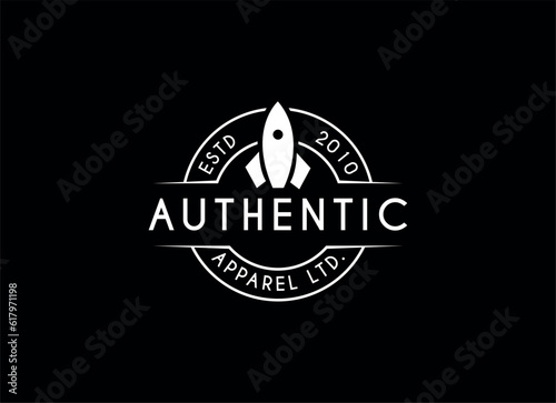Authentic rocket apparel cloth logo design vector. 