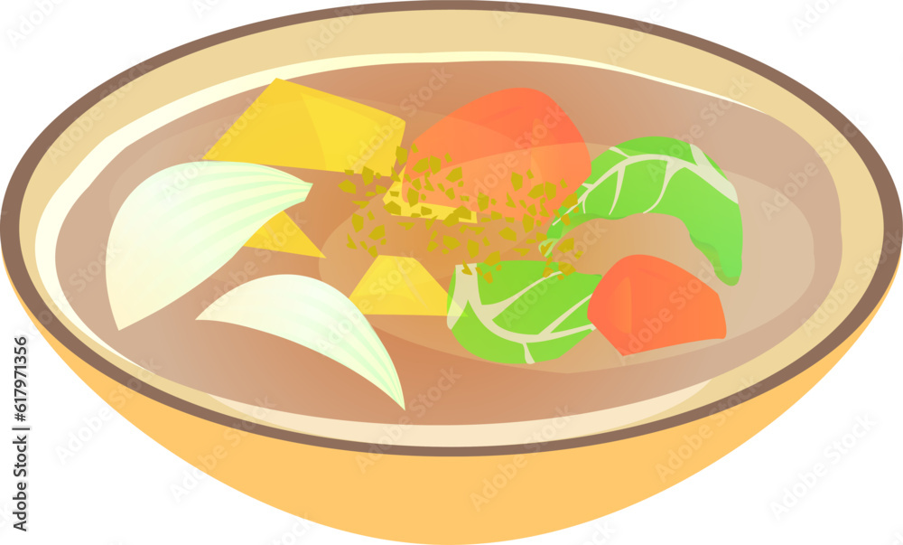 Naklejka premium シンプルな野菜スープのイラスト