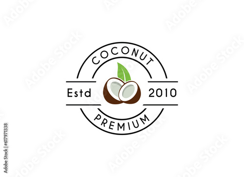 Creative modern coconut logo design template. Coconut Label Logo Design