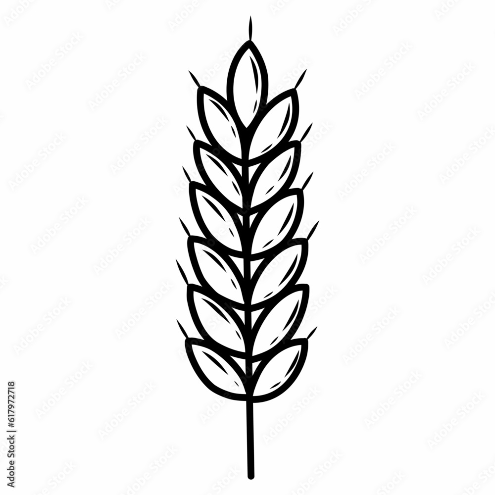 Ear of wheat. Vector illustration in doodle style. Ear of wheat. Vector illustration in doodle style.