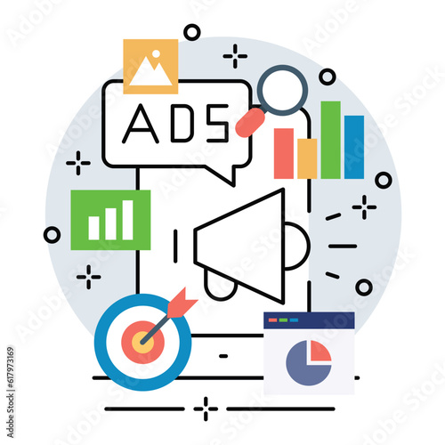 Illustration of business mobile ads design. Vector design