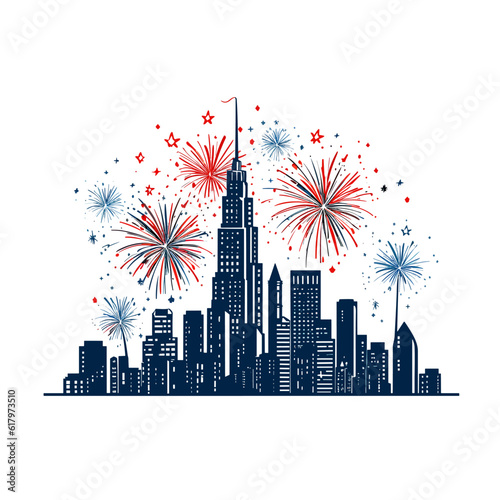 fourth july independance day minimalist doodle vector illustration