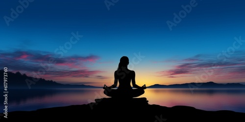 Yoga style silhouette blurred background, AI Generated