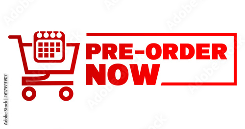 pre order stickers and shopping cart illustration photo