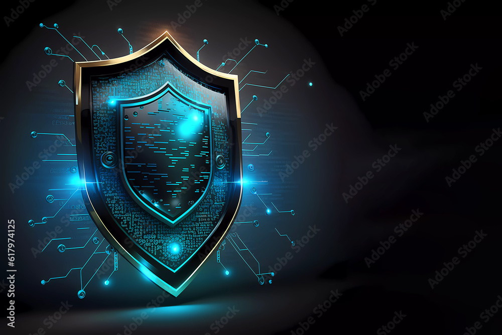 Fototapeta premium Cybertechnologies. Network security technologies. Banner. Wallpaper. Generated AI