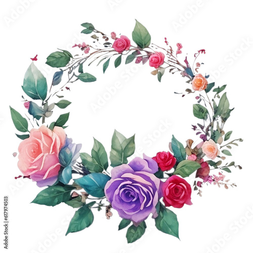 Wreath frame with roses
