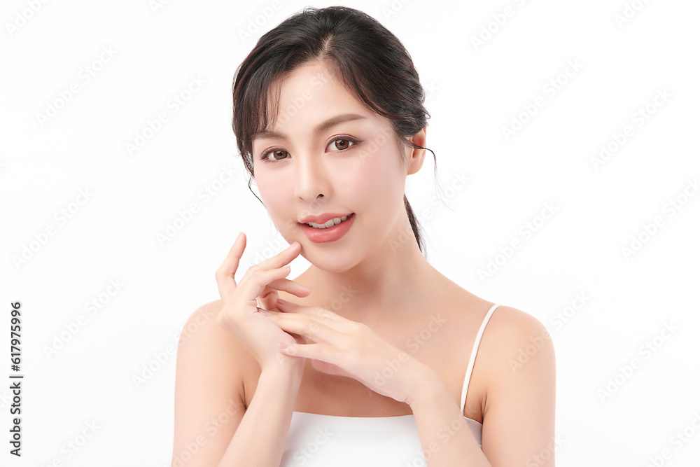 Beautiful young asian woman with clean fresh skin on white background, Face care, Facial treatment, Cosmetology, beauty and spa, Asian women portrait. Beautiful young asian woman with clean fresh skin on white background, Face care, Facial treatment, Cosmetology, beauty and spa, Asian women portrait.