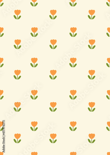 Seamless pattern with tulip flowers background.Eps 10 vector.