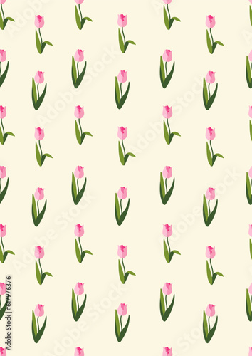 Seamless pattern with tulip flowers background.Eps 10 vector.