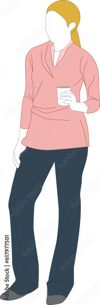 a woman who has been working at work and is taking a break over coffee a woman who has been working at work and is taking a break over coffee