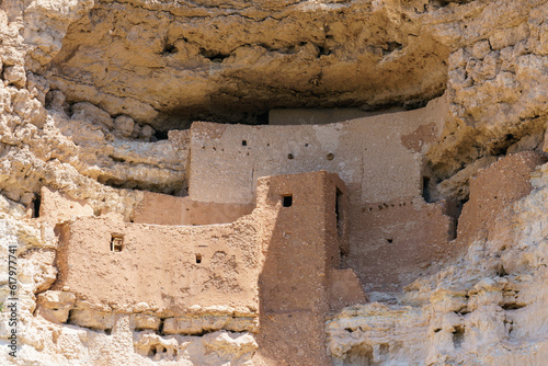 Montezuma's castle in Camp Verde - closeup view of cliffside dwelling