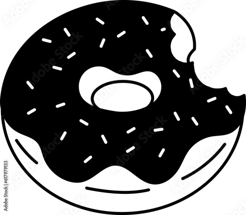 Strawberry Donut with bite mark Dessert Icon Element illustration Semi-Solid Transparent
