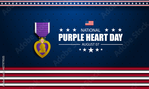 National Purple Heart Day August 7 Background Vector Illustration photo