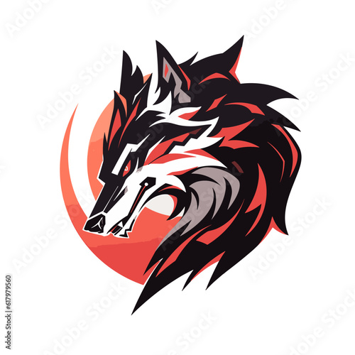 Fototapeta Naklejka Na Ścianę i Meble -  Wolf head vector art, isolated in white background, simple vector illustration. Design for, stickers, t shirts, game mascot sport logo. Character for sport and gaming logo concept. White background.