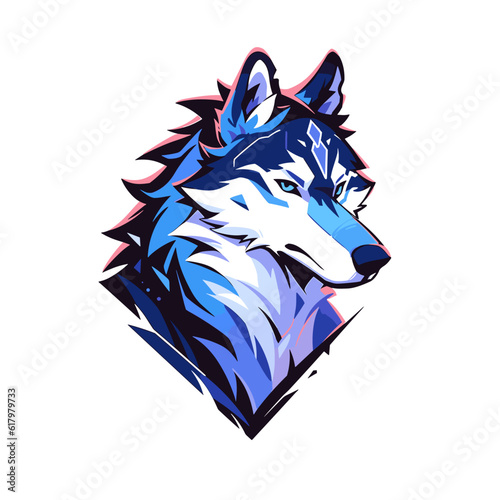 Wolf head vector art, isolated in white background, simple vector illustration. Design for, stickers, t shirts, game mascot sport logo. Character for sport and gaming logo concept. White background.