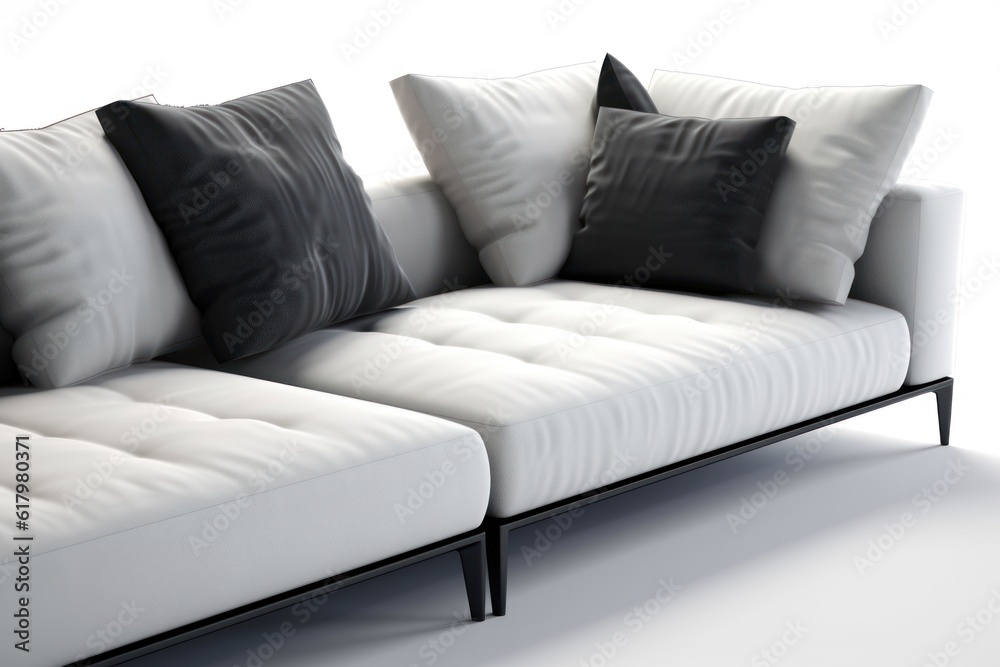 Stylish modular sofa It has a modern design and provides comfortable seating for contemporary interiors. isolated on white background