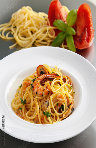 the Italian pasta with seafood