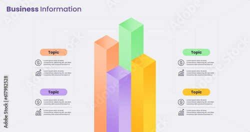 Infographic comparison bar chart diagram template for 4 project business information concept