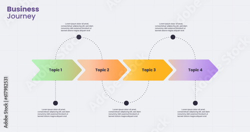 Infographic arrow roadmap diagram template for 4 step business journey concept