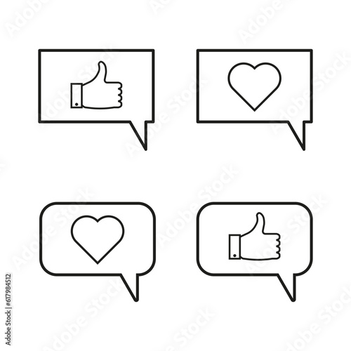 Thumb up and heart icon design. Like and love icon. Vector illustration. stock image.