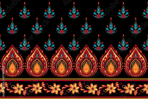 Paisley ethnic pattern design. floral pattern with paisley and indian flower motifs. damask style texture fabric for textil and decoration