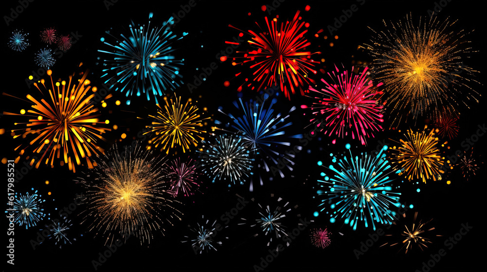 Fototapeta premium Happy New Year background. Fireworks background