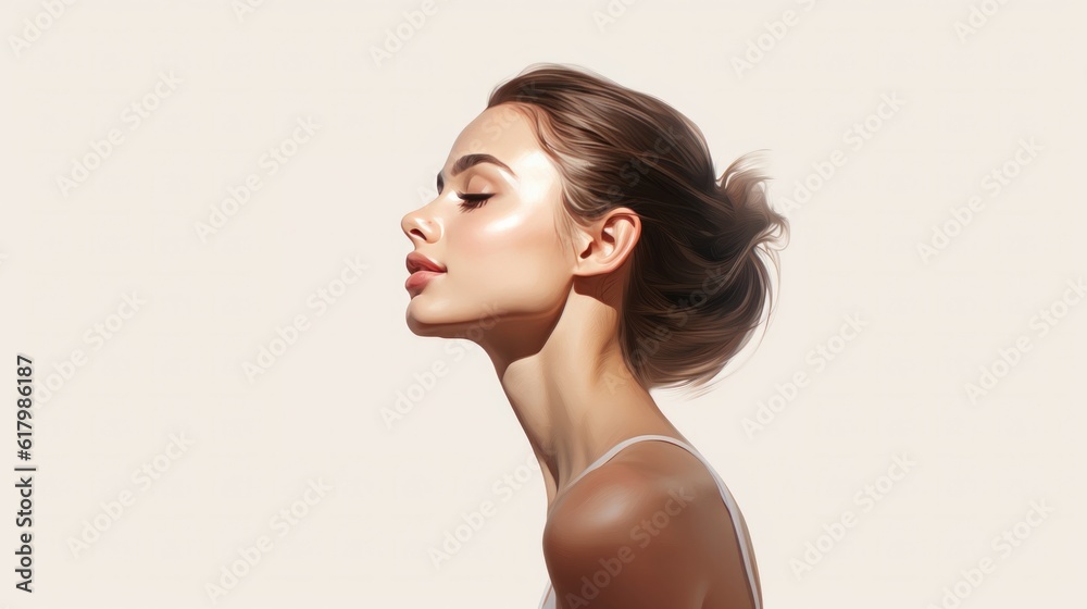 Side view of a pretty woman face illustration. Side view of a pretty woman face illustration.