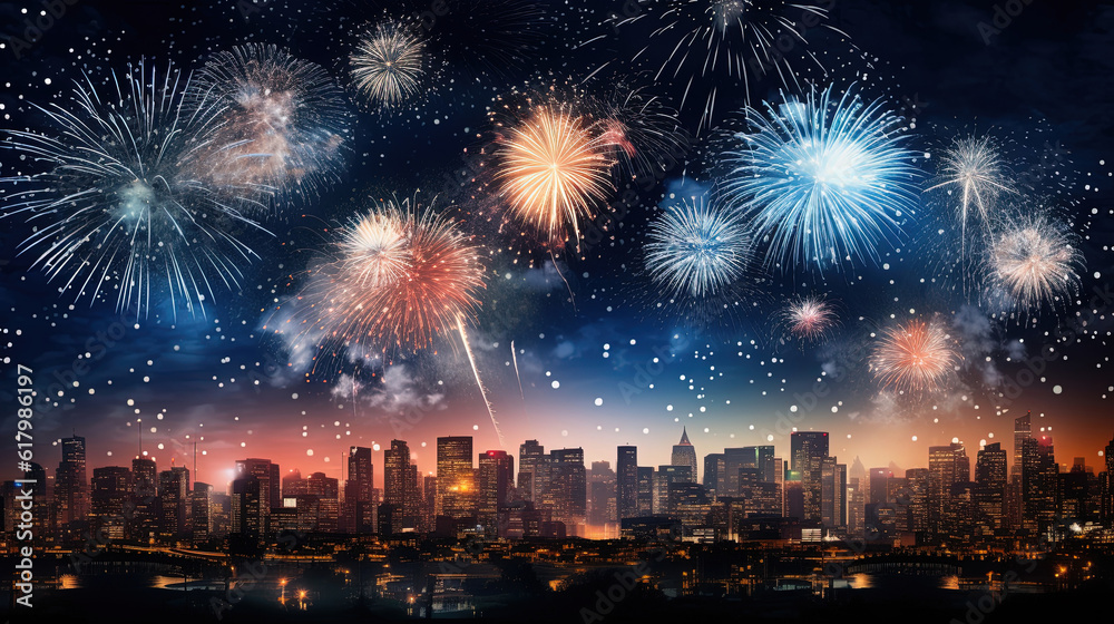 Happy New Year. Cityscape background Happy New Year. Cityscape background
