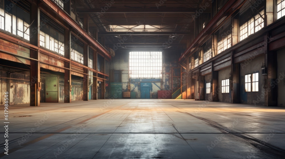 Old blank warehouse background.