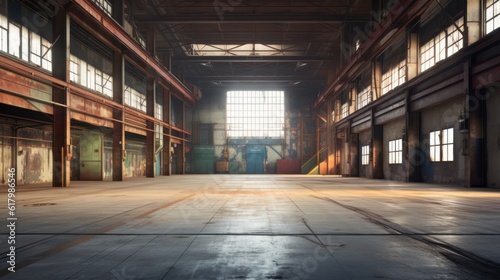 Old blank warehouse background.