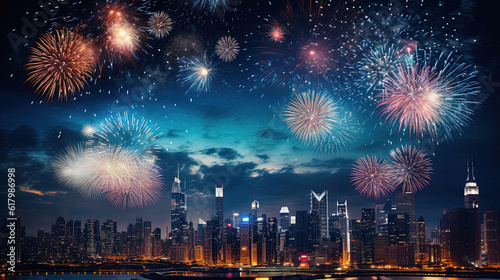 Happy New Year. Cityscape background