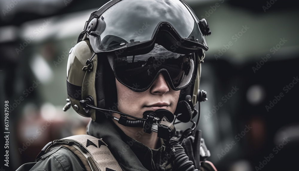 One man in military uniform aiming rifle outdoors for surveillance generated by AI One man in military uniform aiming rifle outdoors for surveillance generated by AI
