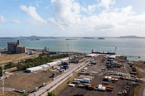 Wallpaper Mural Aerial views of wind turbine blades and parts stored at Gladstone Port, Queensland, Australia. Torontodigital.ca