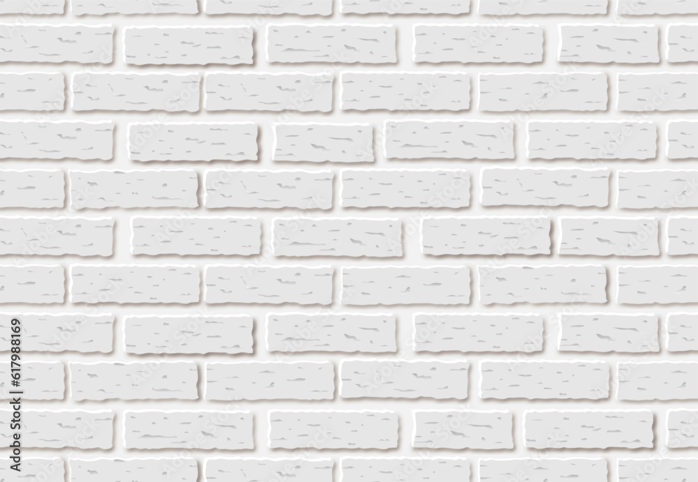 Fototapeta premium 白いレンガの背景(壁紙、シームレスパターン)