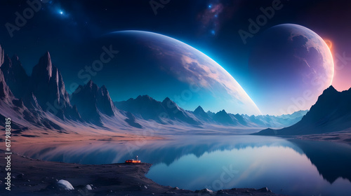 宇宙への旅、美しい惑星｜ Journey to space, beautiful planets.Generative AI