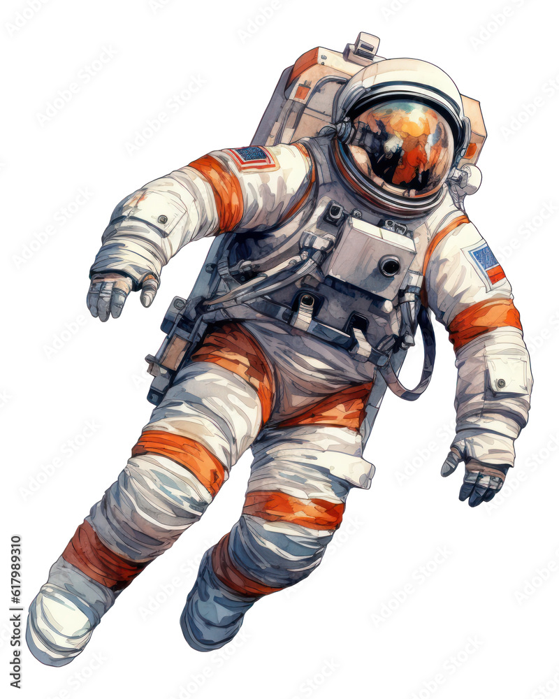 Watercolor spaceman, astronaut in space suit isolated. Watercolor spaceman, astronaut in space suit isolated.