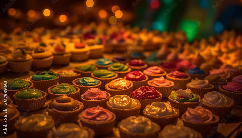 A vibrant collection of homemade gourmet candy in a row generated by AI A vibrant collection of homemade gourmet candy in a row generated by AI
