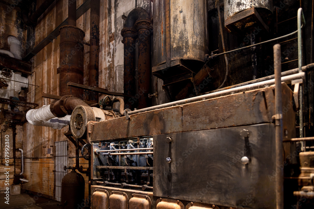 Interior view of an old abandoned factory. Interior view of an old abandoned factory.