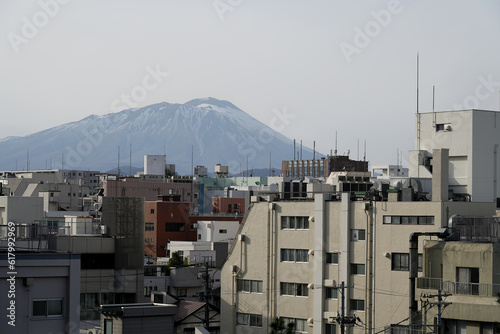 Scenery of Morioka City and Mt. Iwate in the background. photo