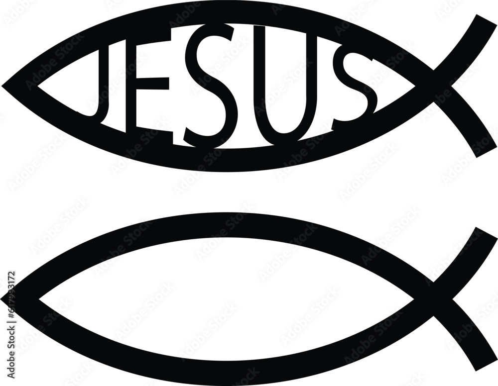 Jesus fish symbol. Icthys Jesus christ vector illustration. Stock ...