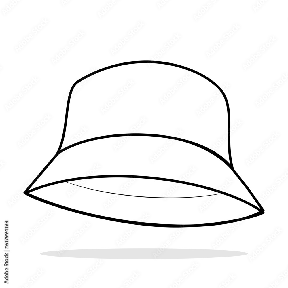 Bucket hat technical fashion illustration. hat template vector ...