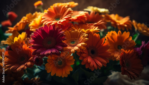 Vibrant bouquet of multi colored flowers in a formal garden generated by AI © Jemastock