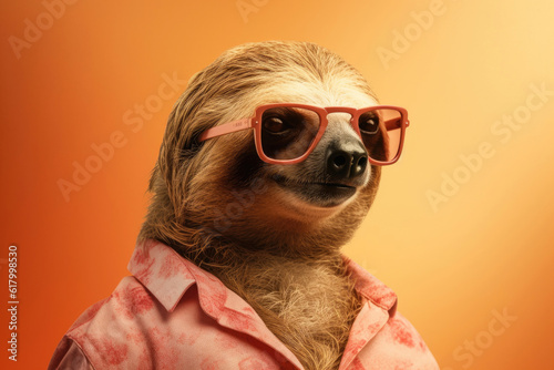 Portrait of a sloth wearing glasses, Generative AI © Aleksandr Bryliaev