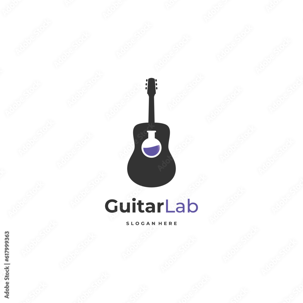 Obraz premium guitar lab logo design on isolated background