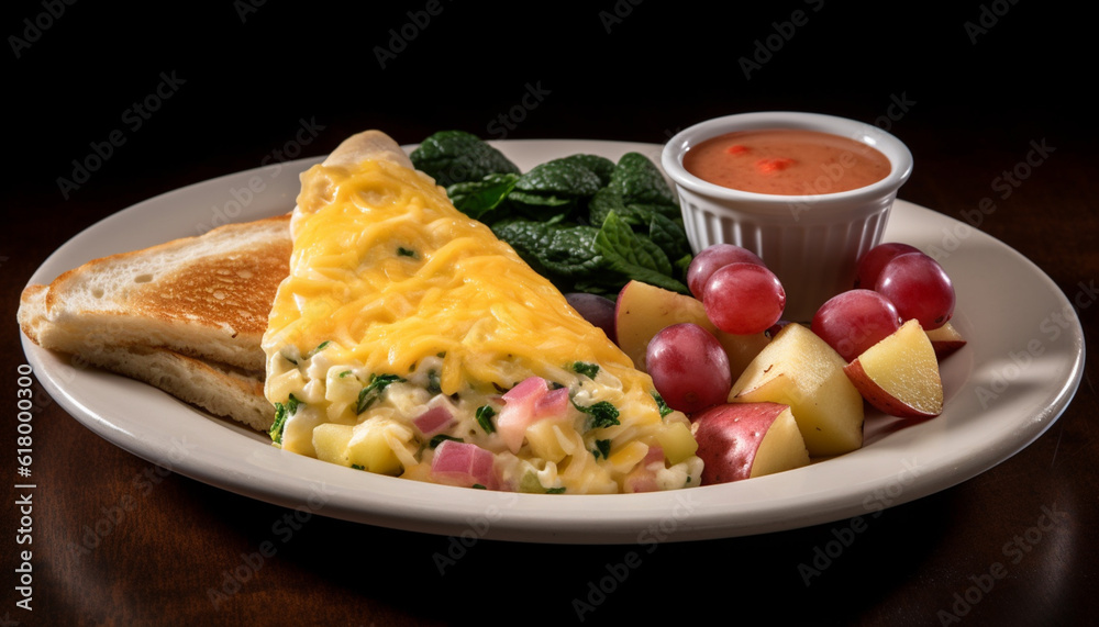 Grilled meat and vegetable plate, fresh salad and healthy appetizer generated by AI Grilled meat and vegetable plate, fresh salad and healthy appetizer generated by AI