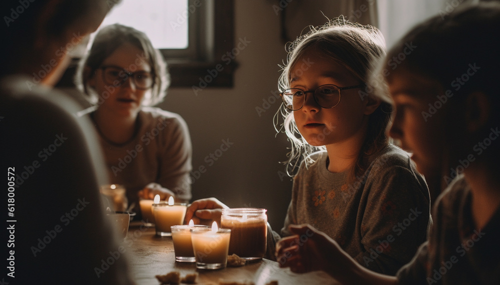 A group of females sitting at a table, smiling and bonding generated by AI A group of females sitting at a table, smiling and bonding generated by AI