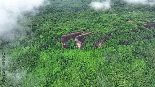 3 Whale Rock. Aerial view of Three whale stones in Phu Sing National, Bueng Kan, Thailand. photo