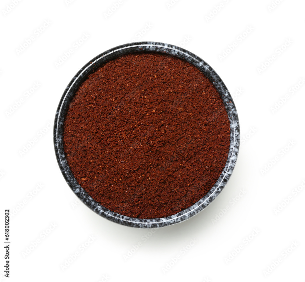 Bowl of coffee powder isolated on white background Bowl of coffee powder isolated on white background