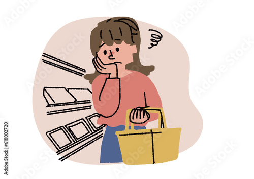 献立に悩む主婦　調理キット配送サービス、お弁当宅配サービスに関するイラスト