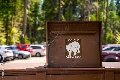 Bear proof dumpster in Yosemite National Park. photo